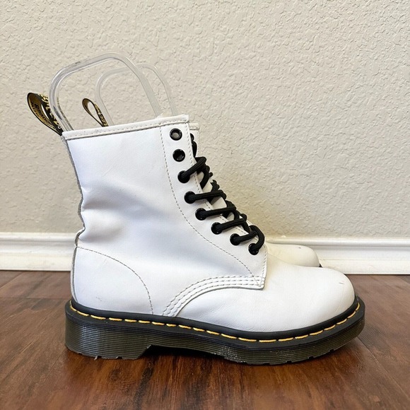 DR. MARTENS Womens 1460 8-Eye Leather Boot in White - Picture 1 of 11